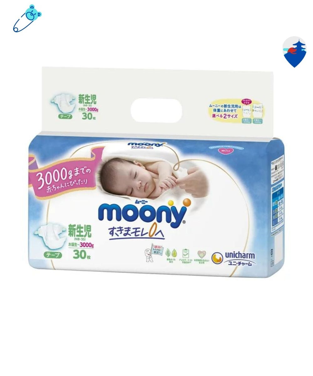 Japoniškos MOONY sauskelnės - Naujagimiams ankstukams iki 3 kg, 30 vnt.