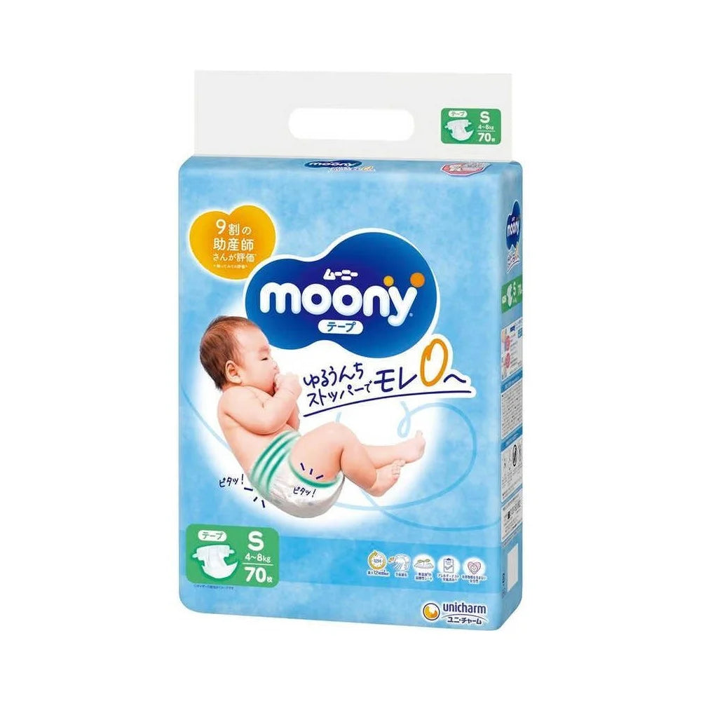 MOONY japoniškos sauskelnės, S, 4-8 kg, 70 vnt.
